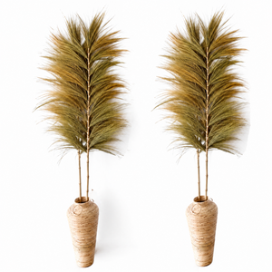 Plumes décoratives moelleuses en herbe de pampa séchée naturelle dans un vase tressé pour l'intérieur de la maison, écologiques - Product Image 1