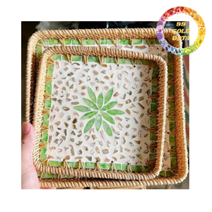 Sous-verres en rotin avec motifs en nacre faits à la main pour des tables élégantes dans les restaurants, les cafés, les hôtels et les maisons - Product Image 3