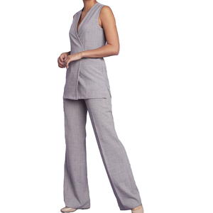 Ensemble tunique et pantalon style wrap, respirant, coton, polyester, élasthanne, uniforme de salon de beauté unisexe personnalisé avec poches - Product Image 1