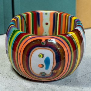 Handmade Rainbow Resin Bangle Chunky Concentric Target Striped Resin Craft Wide Dome Cuff Bracelet Women Jewelry Wholesale - Product Image 5