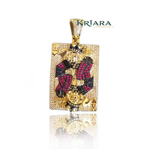 Pendentif Roi des Cœurs en argent 925 et or 18 carats avec diamant de laboratoire, charme luxueux unisexe. - Product Image 3