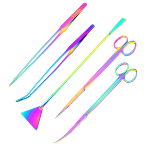 Juego de Herramientas de Acuarios de Acero Inoxidable Duradero, Tijeras para Plantas Acuáticas, Pinzas Curvas, Espátula para Sustrato - Product Image 2