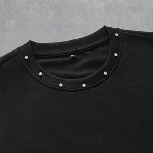 เสื้อยืดผู้ชายดีไซน์ล่าสุดขายส่ง ประดับเพชร สไตล์สตรีทแวร์ คอกลมทรงโอเวอร์ไซส์ ฮิปฮอป ระบายอากาศได้ดี - Product Image 4