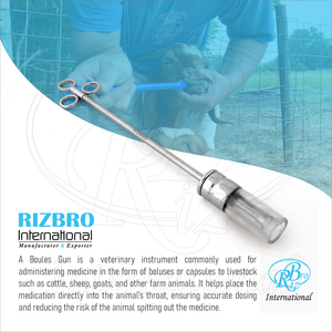 Pistola aplicadora de bolus de acero inoxidable con cabezal transparente para cabras, ovejas y ganado, tamaño de copa 22x80mm, L 18 pulgadas, aplicador de bolus, empujador de píldoras - Product Image 6