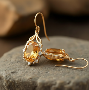 Handmade 5 Inch Yellow Hydro Oval Earrings | 925 Sterling <b>Silver</b> with 18K Gold Plating | <b>Wedding</b> Party Wear Small Earring - Product Image 2