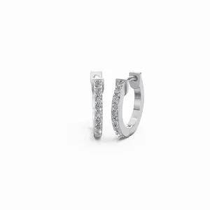 Pendientes de aro con diseño moderno de diamantes celestiales en forma redonda para boda y compromiso, regalo para mujeres de la India. - Product Image 4