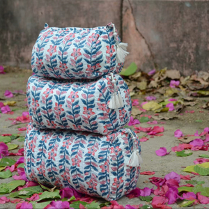 Multipurpose Cotton Toiletry Bag Block Print Cosmetic <b>Makeup</b> Travel Organizer For Home And Travel At Factory Price - Product Image 1