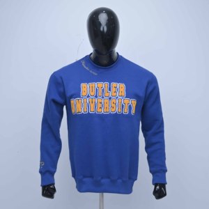 Sudadera de Cuello Redondo Bordada de la Universidad Butler, Transpirable, para Hombre, Corte Regular, Azul, Algodón, Informal, para Otoño, Venta al Por Mayor - Product Image 1
