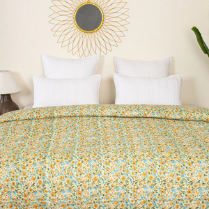 Couette en coton fleuri brodée à la main, style Kantha, taille King, vintage français, luxe, bio, pour la maison ou l'hôtel, impression personnalisée - Product Image 3