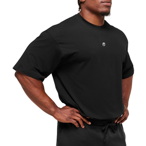 Camiseta Deportiva Oversize para Hombre, Ajuste Holgado, Transpirable, para Gimnasio y Entrenamiento, Color Negro Asfalto Gris - Product Image 4