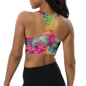 Womens High Support Seamless <b>Sports</b> <b>Bra</b> Breathable Quick Dry Front Logo <b>Racerback</b> for Yoga & Running - Product Image 4