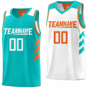 Ensemble de maillots de basket personnalisés sublimés, col en V, sans manches, unisexe, séchage rapide, pour adultes, toutes saisons, imprimé géométrique blanc - Product Image 4