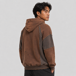 เสื้อฮู้ดดี้ผู้ชายแบบใหม่ สไตล์ดิสเทรส พร้อมปักโลโก้ได้ เนื้อผ้าฝ้ายฟลีซนุ่ม อุ่น ระบายอากาศดี สวมใส่สบายๆ แบบลำลอง - Product Image 3