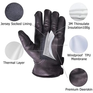 Leather Breathable Casual Driver <b>Gloves</b> Unlined Thermal Wrist Length Outdoor Use - Product Image 4