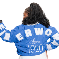 Veste coupe-vent réversible en tissu tissé Zeta Phi Beta pour l'hiver, bleue, légère, zippée, vêtements d'extérieur de la sororité, décontractée, sportive, streetwear pour femmes