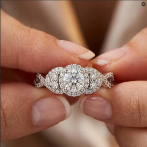 ฮ่องกง18K แหวนเพชรแท้สีทองขาวประดับเพชรโซลิแทร์แบบกึ่งภูเขาแหวนหมั้นสำหรับผู้หญิงขายส่ง - Product Image 3