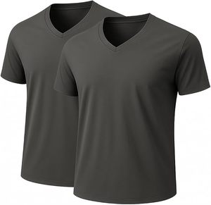 Camiseta de Manga Corta para Hombre, Cuello en V, de Poliéster/Algodón, con Estampado Serigrafiado, Antiarrugas, Ecológica, Transpirable, Ligera y de Secado Rápido - Product Image 4