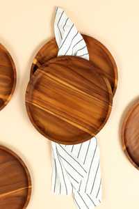 Plato de Servir Redondo de Madera de Acacia para el Hogar y la Cocina, Plato para Aperitivos, Plato de Madera para Decoración de Bodas, Plato de Madera para la Cena - Product Image 2