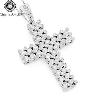 Pendentif en forme de boule de moissanite serti de perles d'eau douce en argent 925, plaqué or 22 carats, certifié IGI, lettre RILY, Charm Jewells - Product Image 1