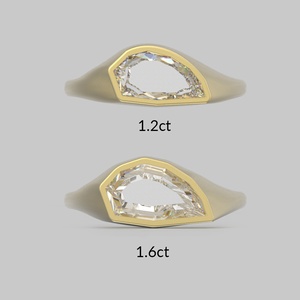 Bague Chevalière Solitaire Orientale et Occidentale de Luxe pour Femme en Or Jaune 18K avec Diamant de Laboratoire Taille Bouclier 1,50 ct E VS1 Certifié IGI - Product Image 2
