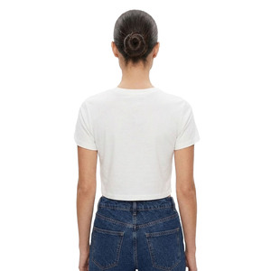 T-shirt chic et décontracté en coton pour femme avec broderie de sequins personnalisée, coupe courte élégante, idéal pour l'été, avec strass et personnalisation OEM - Product Image 4