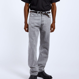 Men's Baggy <b>Jeans</b> Vintage Washed Straight Leg Denim Pants <b>Embroidered</b> Loose Fit Hip Hop Casual Trousers - Product Image 2