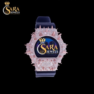 Reloj de Diamantes Premium con Acabado Moissanite VVS, Correa de Goma, Acero Inoxidable, Joyería de Regalo de la India - Product Image 1