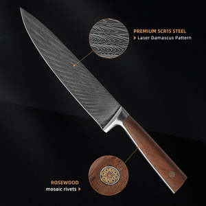 มีดแคมป์ปิ้งสแตนเลสคุณภาพสูงพรีเมียม ด้ามไม้ พร้อมปลอกหนัง รับผลิตตามแบบ OEM - Product Image 3