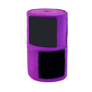 Vendas de boxeo de algodón morado con cierre de velcro para entrenamiento de artes marciales, diseño transpirable unisex - Product Image 1