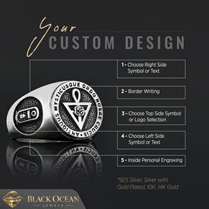 Anillo Masónico BOJ 007 Personalizado de Plata con Diamantes, Anillo de Graduación Universitaria Unisex, Regalo para Fiestas y Ocasiones Especiales, Precio Bajo - Product Image 3