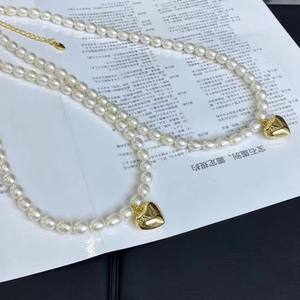 Collier de perles d'eau douce naturelles de Zhuji, perles de 5-6 mm, bijoux, pendentif d'amour - Product Image 2