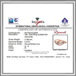 แหวนครบรอบสำหรับผู้หญิง ดีไซน์คลาสสิก ประดับเพชรคุณภาพสูงจาก Djewels ผลิตด้วยวิธี Lab Grown ตัวเรือนทองคำแท้ 14K ทรง Prong Set แบบ Brilliant Cut รับรองโดย IGI INGEMCO - Product Image 5