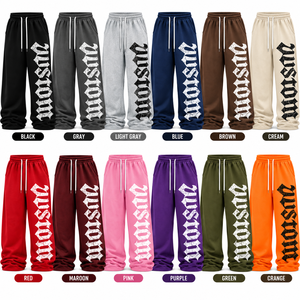 Pantalon de survêtement unisexe noir style Hip Hop, imprimé lettres craquelées gothiques, taille élastique à cordon, jambe large, écologique - Product Image 6