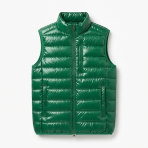 <b>Men's</b> <b>Red</b> Puffer <b>Vest</b> Stand Collar Zipper Closure Windproof Casual Winter Jacket Polyester Wadding Solid Regular Fit Lightweight - Product Image 5