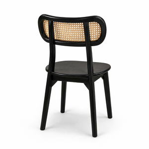 Chaise de salle à manger scandinave sans accoudoirs en teck noir tressé, durable et écologique, idéale pour ferme, entrée ou restaurant - Product Image 4