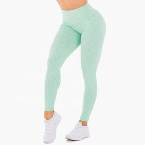 Leggings de yoga taille haute à carreaux grande taille en tissu Spandex/Nylon, pantalon de sport froncé aux fesses, taille élastique, respirant, haute qualité - Product Image 4