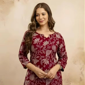 Women's Short Kurti in <b>Tops</b> Tunic Rayon Cotton Blend Ladies Ethnic Tunic - Product Image 3