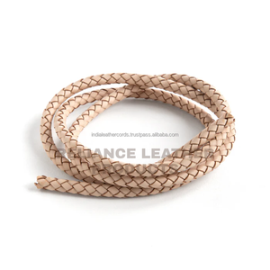Fabricant indien de cordon en cuir tressé naturel de 4 mm, corde en cuir véritable pour projets de bijoux DIY et mini bracelets à breloques - Product Image 3