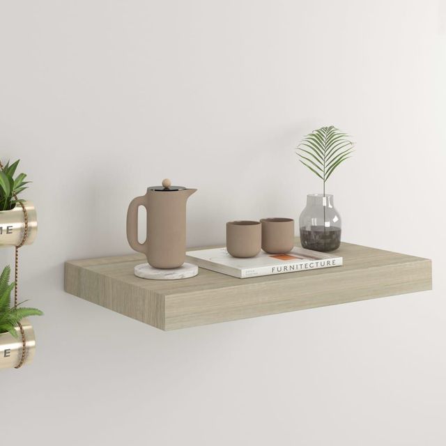 Oak Floating Wall Shelf 15.7x9.1x1.5 Inch MDF Display Shelf Minimalist Living Room Decor