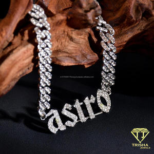 Luxury Moissanite Diamond DAVIS Custom <b>Letter</b> Necklace With Fully Sparkling Pendant Design Bold <b>Name</b> Style Hip Hop Jewelry - Product Image 2