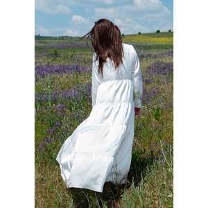 เดรสเชิ้ตยาวสีขาวสำหรับผู้หญิง แขนยาว ทรงหลวม สไตล์ลำลอง เรียบหรู ดูดี เป็นมิตรกับสิ่งแวดล้อม ซักได้ - Product Image 4