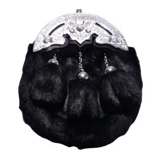 <b>white</b> rabbit <b>fur</b> <b>dress</b> sporran with a Celtic knot cantle, often used for formal Scottish Highland attire - Product Image 2