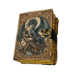 Diario de Cuero Vintage Dragon, Libro de Sombras, Grimorio, Diario de Escritura de Cuero Genuino Hecho a Mano, Cuaderno de Regalo de Fantasía - Product Image 1