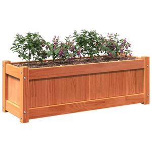 Ensemble de 2 grands pots de fleurs et jardinières en bois de pin massif brun ciré - Product Image 4