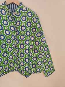 Chaqueta Acolchada de Algodón con Estampado de Bloques, Abrigo Hecho a Mano, Ropa Exterior Étnica Boho, Chaqueta Corta de Algodón con Estampado de Bloques, Abrigo con Estampado Índigo - Product Image 4