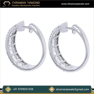 Custom Classic Design 925 <b>Silver</b> Minimalist Halo Stud Trendy Baguette Lab grown Luxury <b>Hoop</b> Diamond <b>Earring</b> Rhodium Anniversary - Product Image 5