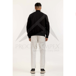 Veste universitaire noire et blanche pour homme avec logo Y brodé, col montant, boutons sur le devant, style décontracté pour l'automne - Product Image 4