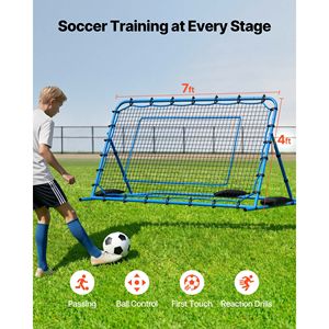 Rete Rimbalzante Portatile per Calcio con Controllo Angolare Rapido, Telaio in Ferro Resistente, Rete in PE per Allenamento di Calcio e Passaggi - Product Image 2