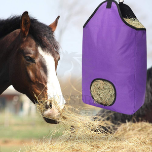 Slow Feed Horse Hay Bag <b>Adjustable</b> <b>Strap</b> Nylon Equestrian Feeding Bag with Front Hole for Stable and Trailer Use - Product Image 4