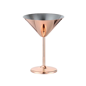 Verres à cocktail Martini plaqués cuivre, gobelets en or rose, grands gobelets français, verres à vin en métal, verres coniques pour service de vin – Vente en gros - Product Image 2